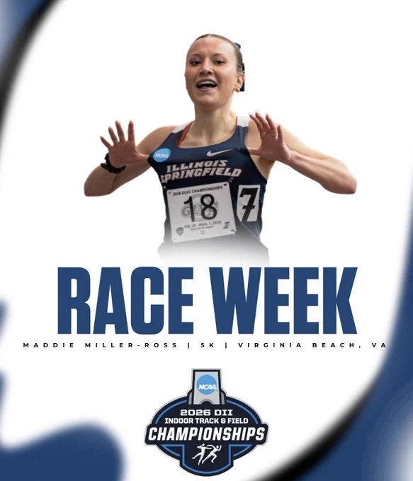 Race week for Maddie Miller-Ross, 5K in Virginia Beach VA. NCAA DII Indoor Track and field championships. Photo of her.