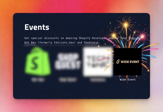 wide event on sda events section of member benefits page with other items blurred out and fireworks coming out of wide event 