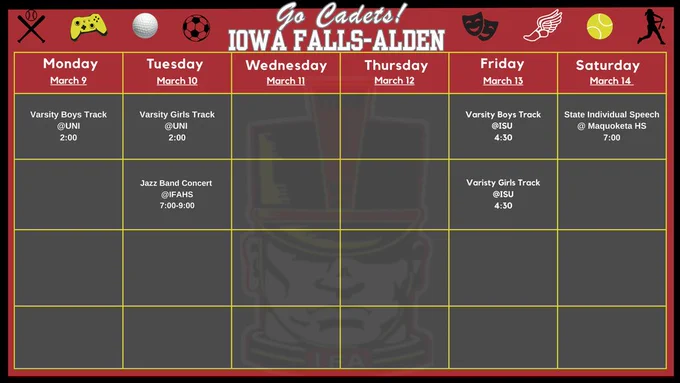 Weekly Activities Calendar