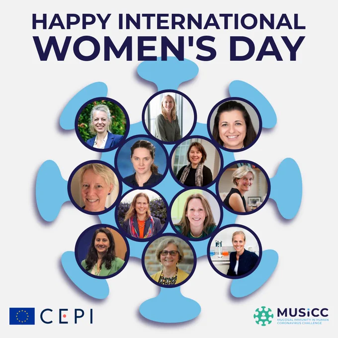 A graphic celebrating International Women's Day from the MUSICC project. The graphic features small photographs of various female members of the MUSICC consortium on top of the MUSICC project logo.