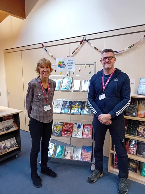 Karen Stopforth and Kevin Evans, Library Assistants at Gwersyllt Library
