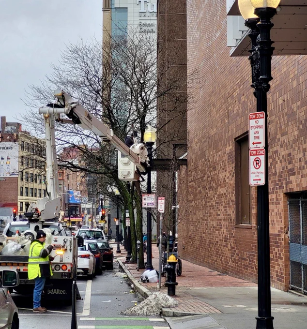Picture: Street Lighting Division working in Back Bay.