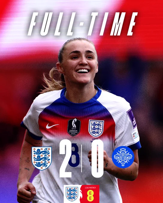 Full-time England 2-0 Iceland. Photo of Stanway celebrating.