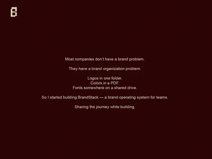Most companies don’t have a brand problem.

They have a brand organization problem.

Logos in one folder.  
Colors in a PDF.  
Fonts on a shared drive.

So I started building BrandStack.

A brand operating system for teams.

Building in progress 