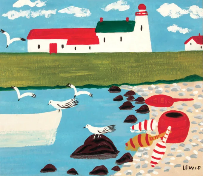 Maud Lewis, “Lighthouse and Gulls,” n.d., Collection of CFFI Ventures inc. as collected by John Risley. 