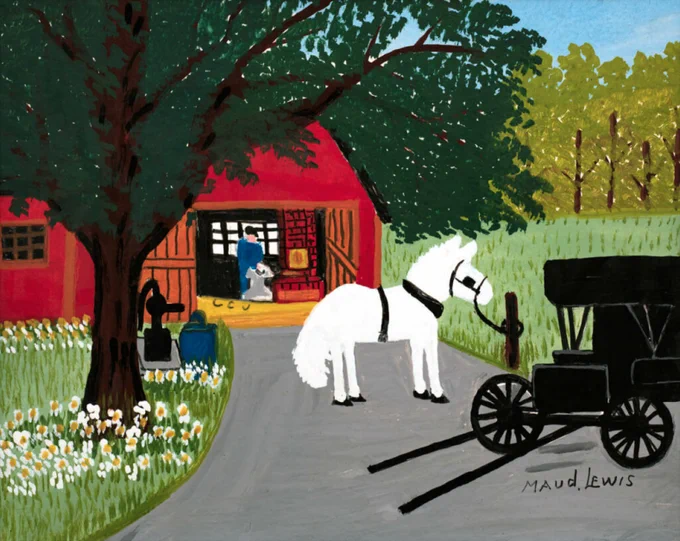 Maud Lewis, “Blacksmith’s Shop,” 1960s, Collection of Dr. Doug and Florence Lewis, Digby, Nova Scotia.  