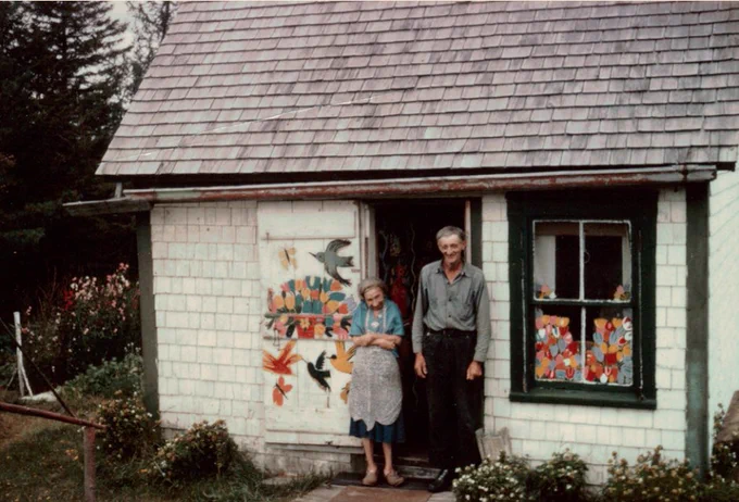 Maud and Everett Lewis in front of the Painted House, n.d., photographer unknown.  