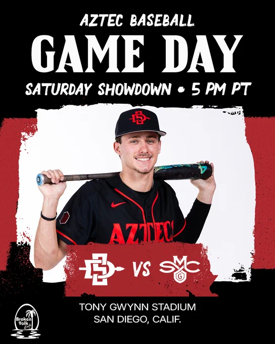 Aztec Baseball - Game Day Graphic - vs. Saint Mary's - 03.07.26