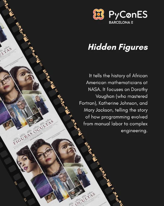Hidden Figures. It tells the history of African American mathematicians at NASA. It focuses on Dorothy Vaughan (who mastered Fortran), Katherine Johnson, and Mary Jackson, telling the story of how programming evolved from manual labor to complex engineering.