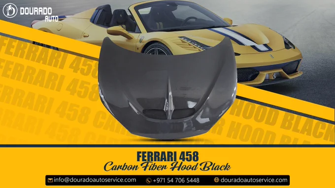 Ferrari 458 with a sleek Carbon Fiber Hood in black