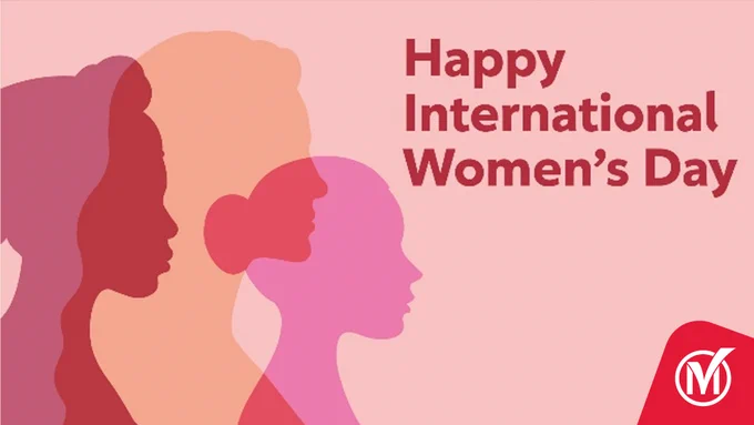 Silhouettes of diverse women with 'Happy International Women's Day' text 