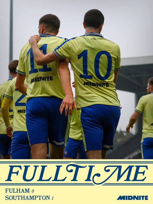 Graphic with Ross Stewart and Finn Azaz that reads: Full-time: Fulham 0, Southampton 1.