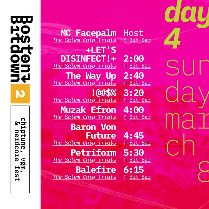 The Sunday Day 4 schedule
