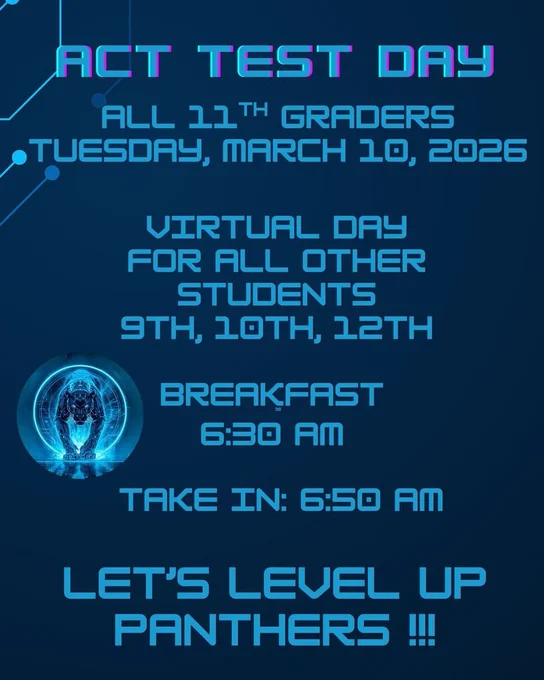 TUESDAY March 10th ACT Day