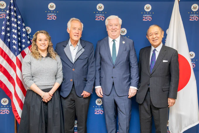 Julz and Andy Anderson meeting with Ambassador Glass and Ambassador Fujisaki 