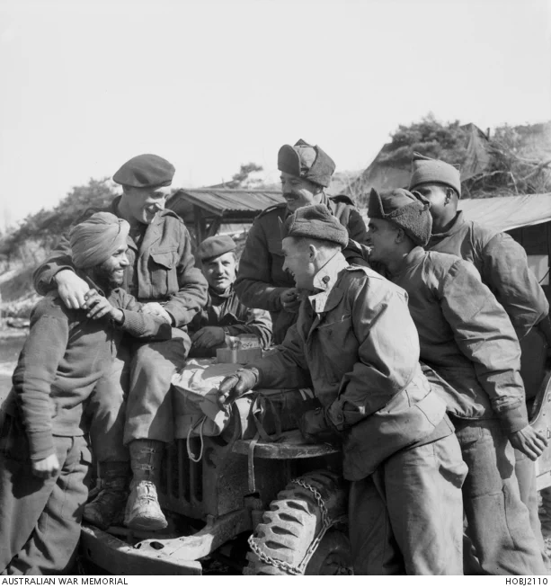 Indian, British, New Zealander and Australian soldiers in Korea as British Commonwealth Forces Korea.