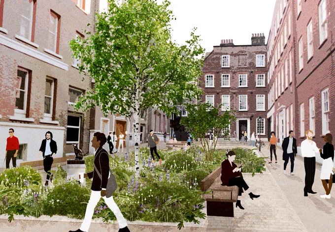 Computer generated image of Gough Square after works