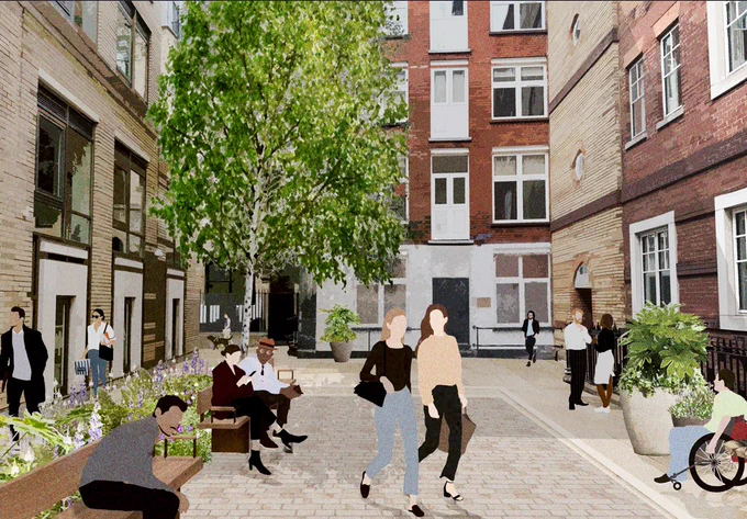 Computer generated image of Johnson Square after works