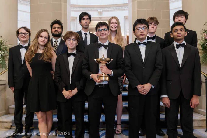 Oxford University team at the 2026 Varsity Chess Match
