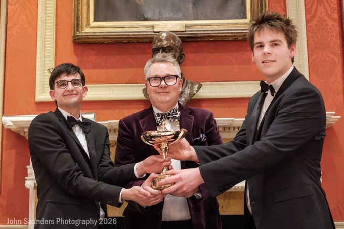 Left to right: Connor Clarke (Oxford captain), Henry McWatters (RAC), Remy Rushbrooke (Cambridge captain)