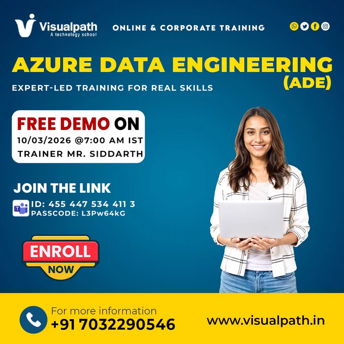 ☁️ Explore how modern data pipelines are built using Microsoft Azure.
👨‍🏫 Trainer: Mr. Siddarth
📅 Date: 10/03/2026 (Tuesday)
⏰ Time: 7:00 AM IST
🔗 Join Live: https://bit.ly/47wvlCU 
🆔 Meeting ID: 455 447 534 411 3
🔐 Passcode: L3Pw64kG
What you will explore in this demo
• Overview of Azure Data Engineering concepts
• Building data pipelines on Azure cloud
• Working with modern data processing tools
• Understanding real-world data engineering workflows
