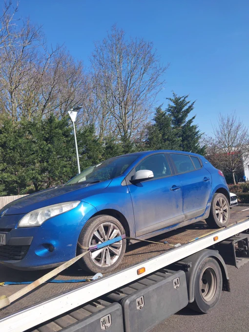 Blue Renault Megane seized by Police