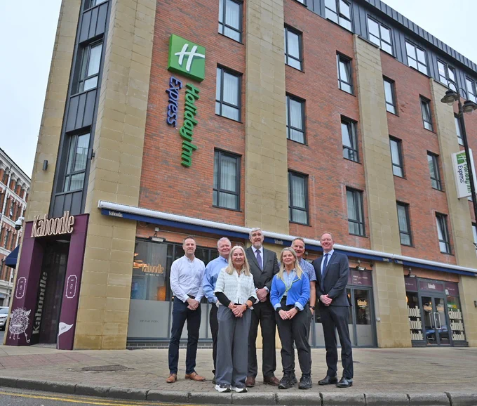 Left to Right: Gordon Davidson, FJJ Consulting; Larry Duddy, Duddy Group; Patricia Duddy, Duddy Group; John O’Dowd, Finance Minister; Shauna Downey, Duddy Group; Brendan Duddy Jr, Duddy Group; Andrew Coggins, CBRE NI. 