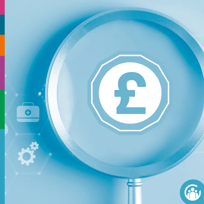 Image showing a magnifying glass focused on a £ sign.