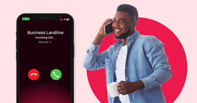 Smartphone ringing from a call to a business virtual landline.