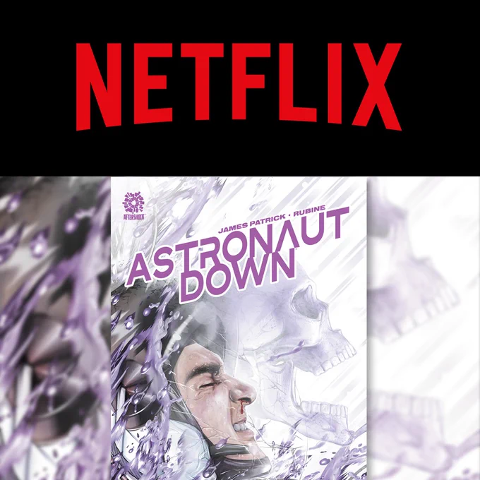 Cover 2 of Astronaut Down from AfterShock Comics and Netflix logo.
