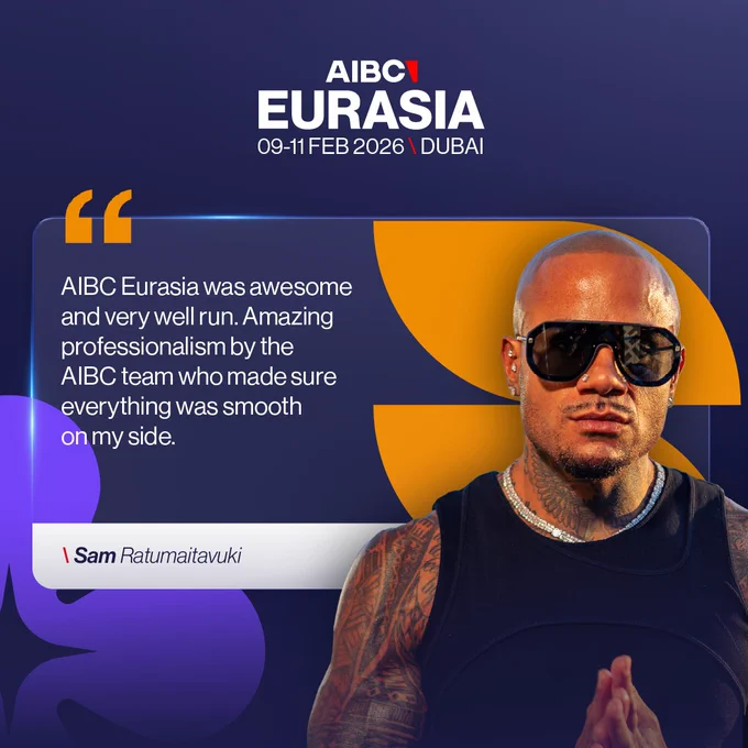 Influencer testimonial for Sam Ratumaitavuki for AIBC Eurasia, 09-11 February 2026 in Dubai, UAE.

"AIBC Eurasia was awesome and very well run. Amazing professionalism by the AIBC team who made sure everything was smooth on my side."