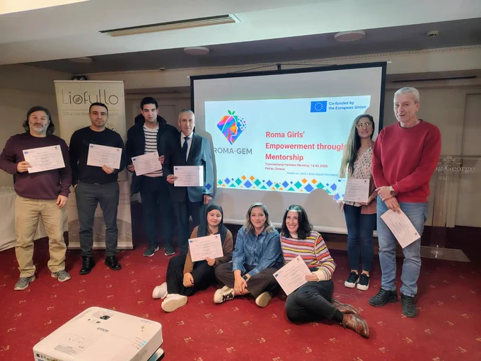 ROMA-GEM in Action in Patras!
On 14–15 February 2026, partners of the Erasmus  project ROMA-GEM – Roma Girls’ Empowerment through Mentorship met in Patras, Greece for an inspiring working meeting focused on WP3: Mentorship Toolkit & Training Curriculum.
Teams from
JOVESOLIDES (Spain),
KAUZI Foundation (Bulgaria),
ECO-IN Association (Türkiye),
ENERGOI ROMA KOIN.S.EP (Greece) and
Liofyllo SCE (Greece)
Worked together to shape powerful learning and mentoring tools for young Roma women.
💬 We aligned:
key competences
training modules
mentoring approaches
digital learning tools

All to make sure ROMA-GEM truly responds to Roma girls’ dreams, needs and real-life challenges.
Together, we are building pathways to education, work, digital inclusion and self-confidence