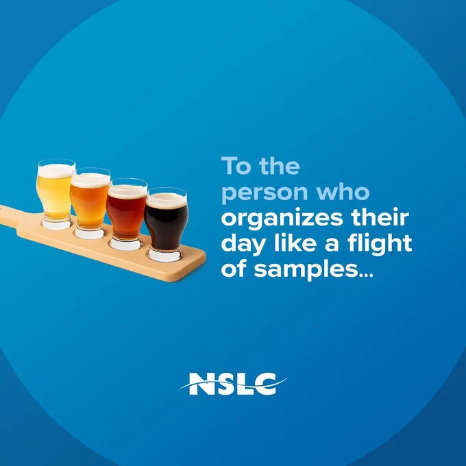 An image of a flight of four glasses of different beers. Next to the image is the text, To the person who organizes their day like a flight of samples...