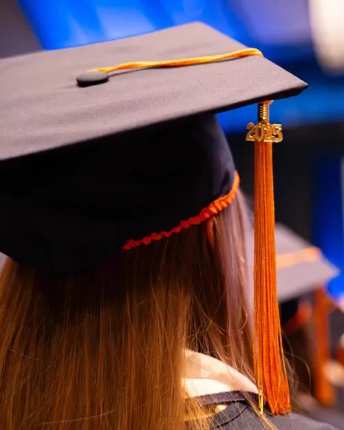 Close up of 2025 grad tassel at commencement