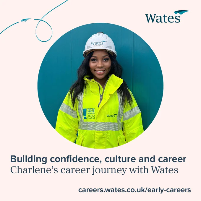 A headshot of Charlene in construction attire