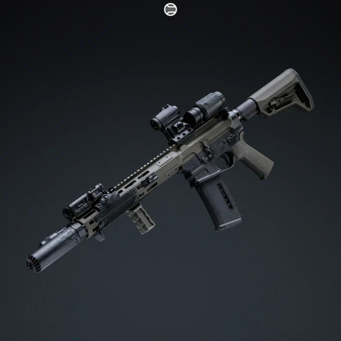 RailScales QTR Stop, RSBM-P Polymer M-LOK VFG, G10 RailScales M-LOK Scales (3-Slot, Matrix Texture, Black FR4), G10 Solo's M-LOK Scales (1.5-Slot, Matrix Texture, Black FR4), QDX Sling Mount, Halftop Mount for Scout Light Pro Lights, CSMR Mag Button | Cobalt Kinetics 11.5" 5.56 CK-Pro Bear Claw SBR, HUXWRX Flow 556k L Suppressor w/ RCB-HX HUXWRX QD Muzzle Brake, Surefire M640V-Pro Scout Light Pro IR Light w/ DS00 Switch Assembly & CSM-07 Pressure Switch, Wilcox Industries Raid X Laser, Aimpoint Micro T-2 RDS & 3X-P Magnifier, Spuhr RDF-20225K Aimpoint T-2 & Magnifier Mount, Magpul Single Window 30rd EMAG, MOE-K2 Grip & MOE SL-M Stock in OD Green, Radian Weapons Raptor LT Charging Handle, Geissele G2S Trigger. 