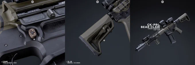 RailScales QTR Stop, RSBM-P Polymer M-LOK VFG, G10 RailScales M-LOK Scales (3-Slot, Matrix Texture, Black FR4), G10 Solo's M-LOK Scales (1.5-Slot, Matrix Texture, Black FR4), QDX Sling Mount, Halftop Mount for Scout Light Pro Lights, CSMR Mag Button | Cobalt Kinetics 11.5" 5.56 CK-Pro Bear Claw SBR, HUXWRX Flow 556k L Suppressor w/ RCB-HX HUXWRX QD Muzzle Brake, Surefire M640V-Pro Scout Light Pro IR Light w/ DS00 Switch Assembly & CSM-07 Pressure Switch, Wilcox Industries Raid X Laser, Aimpoint Micro T-2 RDS & 3X-P Magnifier, Spuhr RDF-20225K Aimpoint T-2 & Magnifier Mount, Magpul Single Window 30rd EMAG, MOE-K2 Grip & MOE SL-M Stock in OD Green, Radian Weapons Raptor LT Charging Handle, Geissele G2S Trigger. 