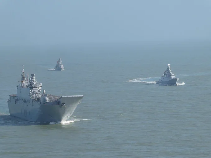 TCG Anadolu, Istanbul and Orucreis underway in the Atlantic Ocean.

Credit: NATO Allied Joint Force Command Brunswick 