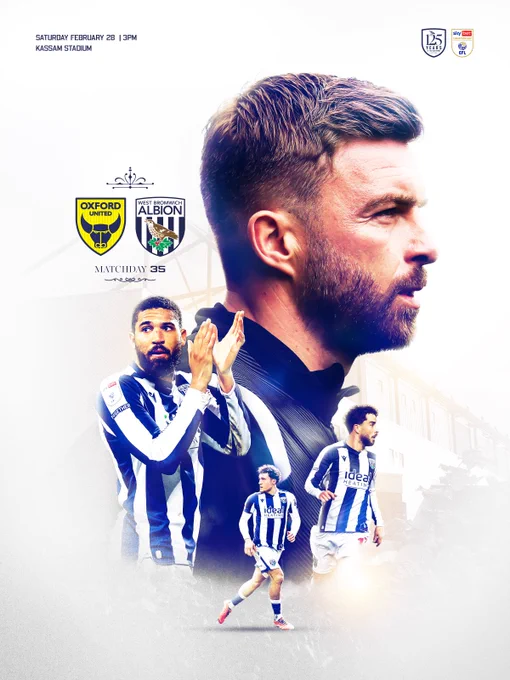 Our matchday graphic for the fixture against Oxford United, featuring James Morrison, George Campbell, Callum Styles and Mikey Johnston.