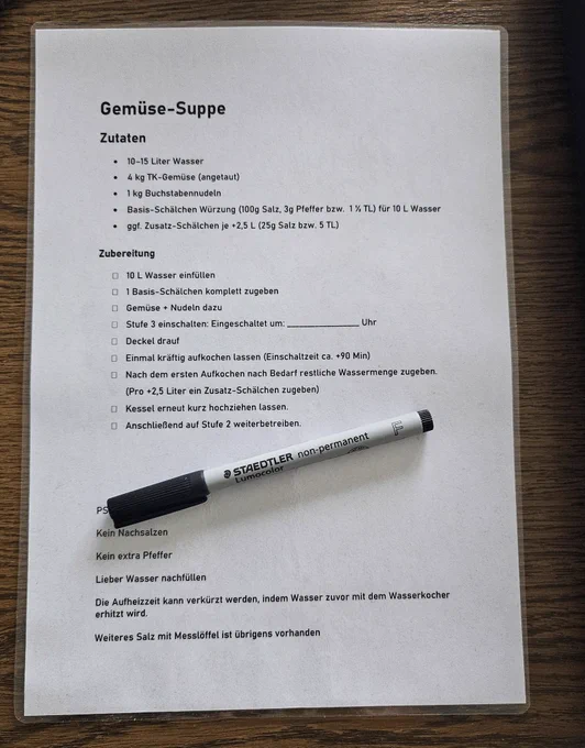 Rezept für Gemüsesuppe aus 4kg TK Gemüse und 1KG Buchstabennudeln 