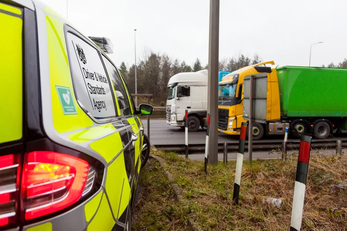 A DVSA stopper car on the side of the road. 
