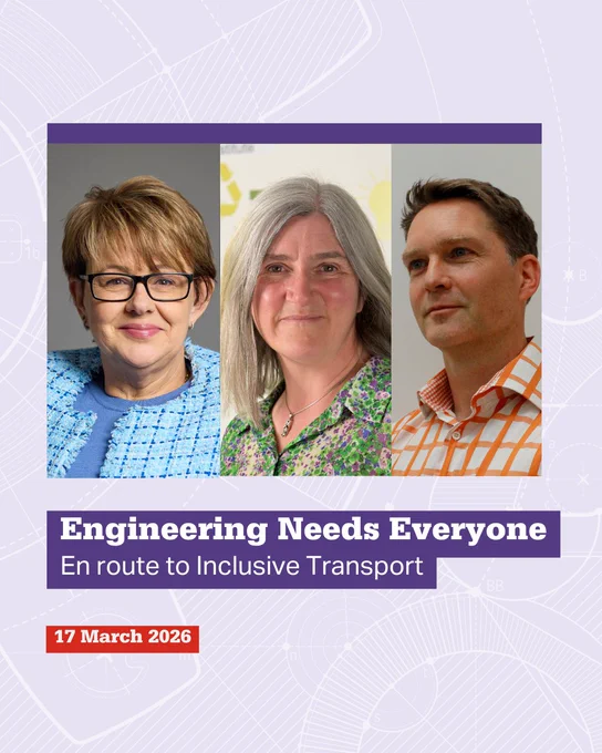 Three professionals representing inclusivity in engineering for accessible transport solutions.