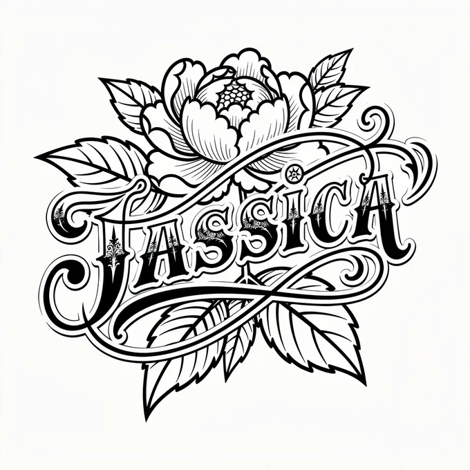 Tattoo font with peony