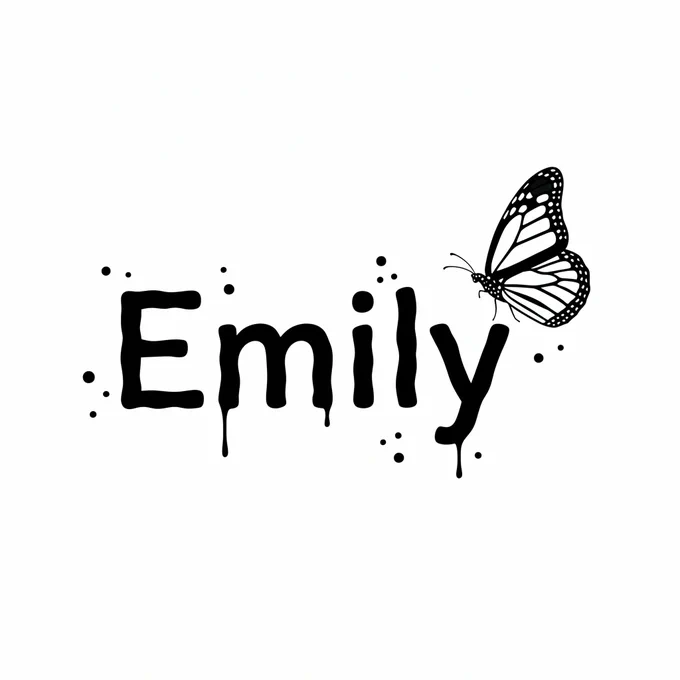 Tattoo font with butterfly