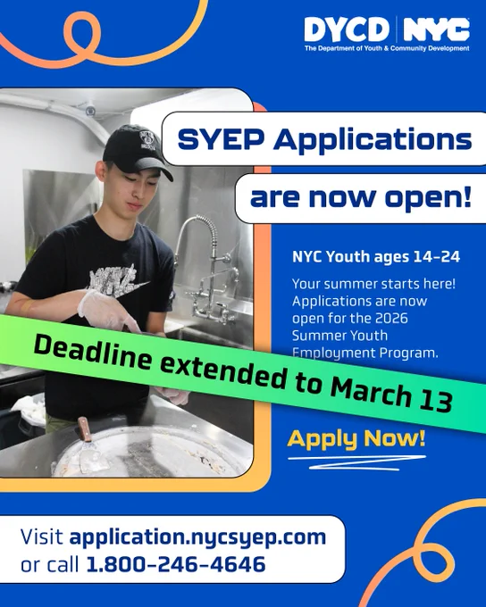 A graphic that announces the extension of SYEP applications.