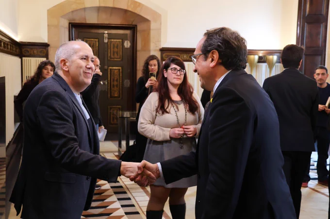 Imatge reunió Plataforma d'Infància de Catalunya (PINCat) i Josep Rull, president del Parlament de Catalunya. Fotografia: Parlament de Catalunya