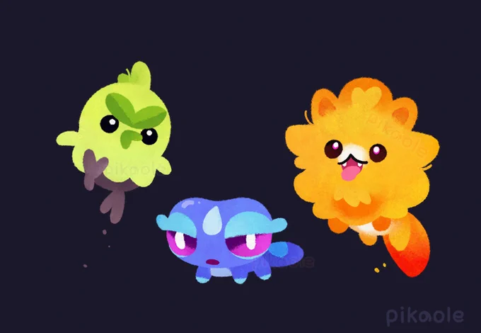 pokemon fanart. New starters Browt, Pombon and Gecqua