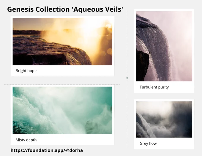 A dreamlike, ethereal photograph of Niagara Falls in color tones. NFT COLLECTION in Foundation @dorha