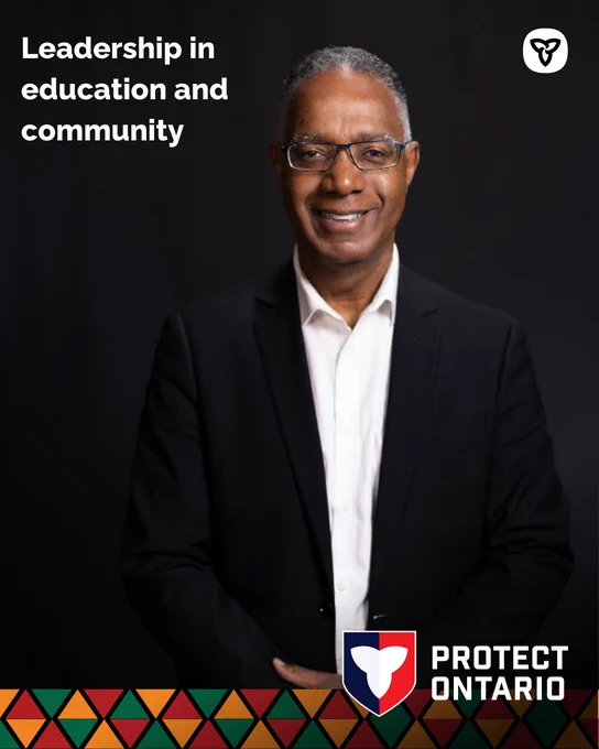Headshot of Dr. Gervan Fearon. 
Image text: Leadership in education and community.