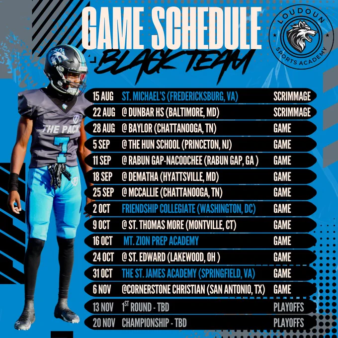 LSA Varsity Black and Blue Schedules 2026